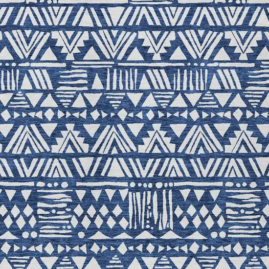 Navy Blue And Ivory Southwestern Washable Indoor Outdoor Area Rug Photo 5