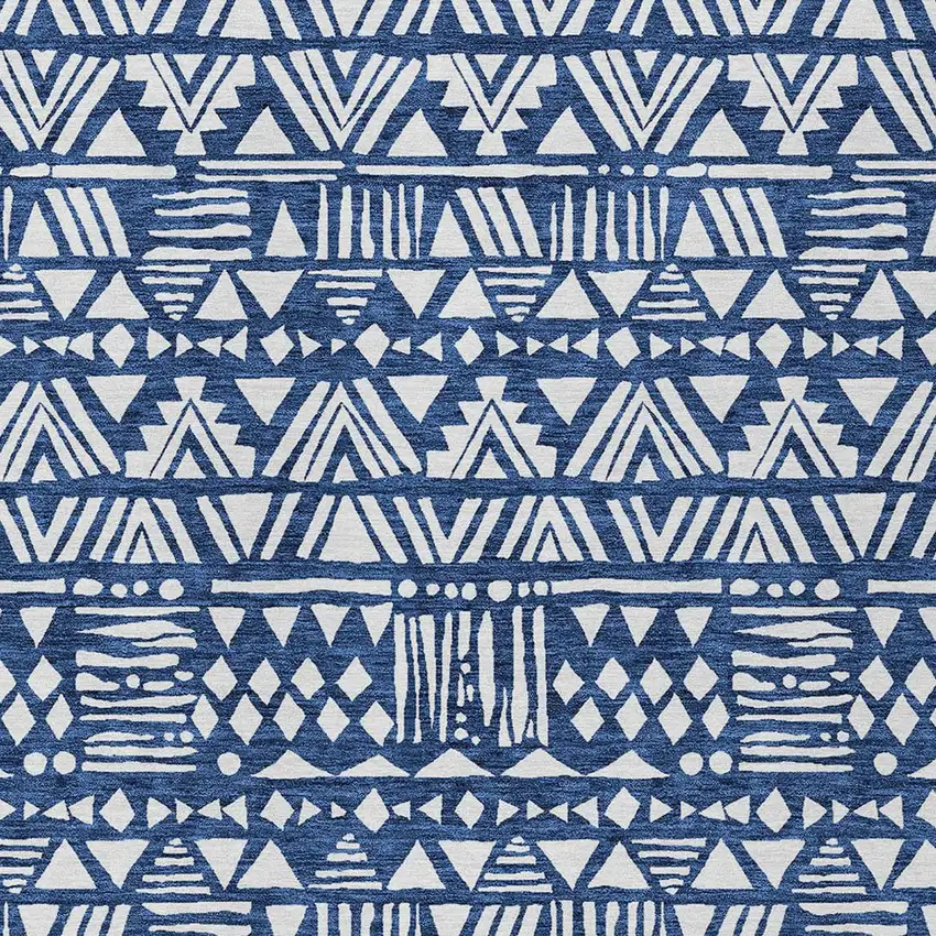 Navy Blue And Ivory Southwestern Washable Indoor Outdoor Area Rug Photo 5