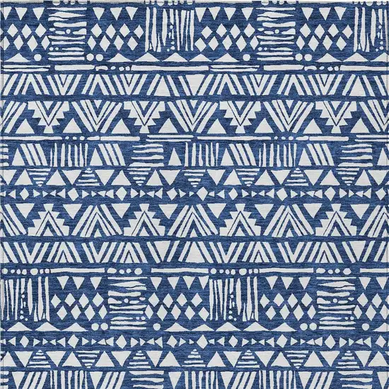 Navy Blue And Ivory Southwestern Washable Indoor Outdoor Area Rug Photo 6