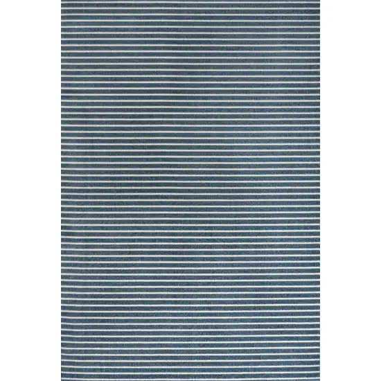 Navy Blue And Ivory Striped Indoor Outdoor Area Rug Photo 1
