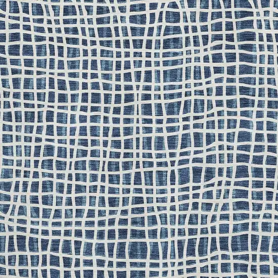 Navy Blue And Ivory Striped Washable Area Rug With UV Protection Photo 3