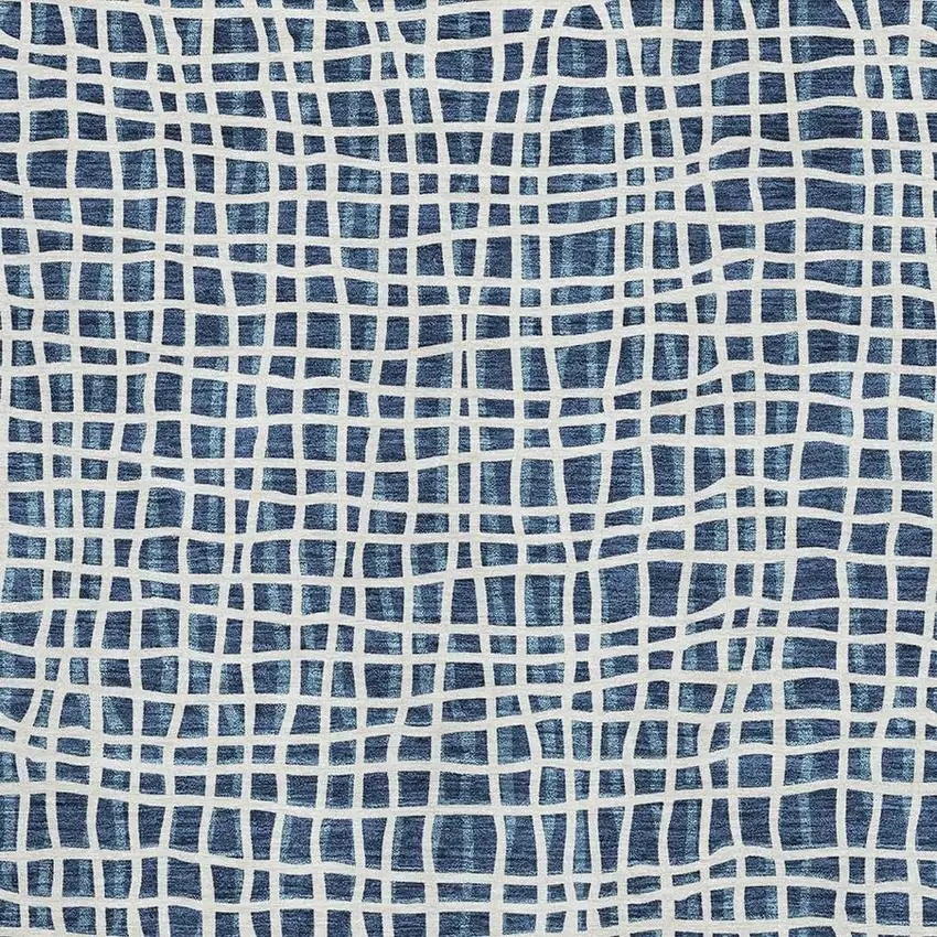 Navy Blue And Ivory Striped Washable Area Rug With UV Protection Photo 3