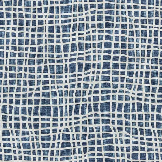 Navy Blue And Ivory Striped Washable Area Rug With UV Protection Photo 3