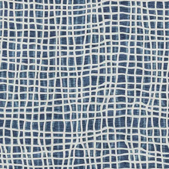 Navy Blue And Ivory Striped Washable Area Rug With UV Protection Photo 3