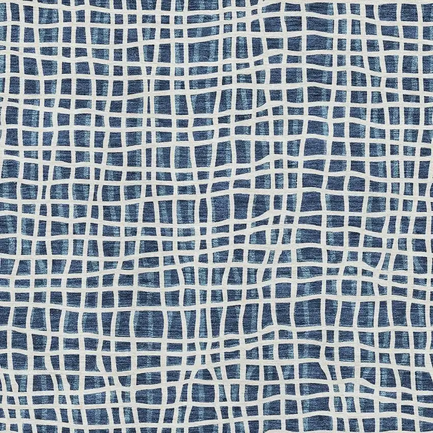 Navy Blue And Ivory Striped Washable Area Rug With UV Protection Photo 3