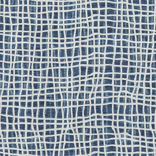 Navy Blue And Ivory Striped Washable Area Rug With UV Protection Photo 3