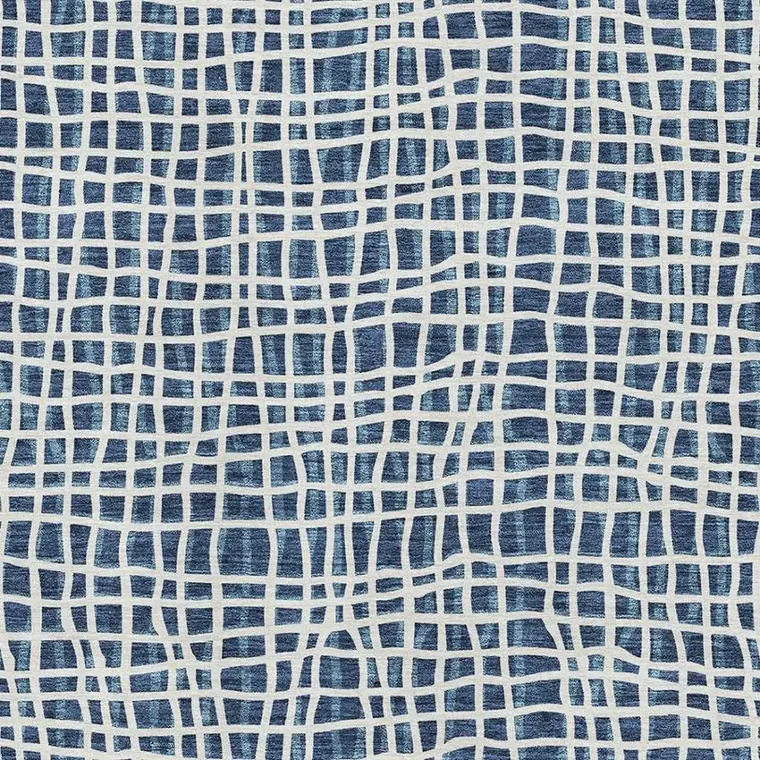 Navy Blue And Ivory Striped Washable Area Rug With UV Protection Photo 3