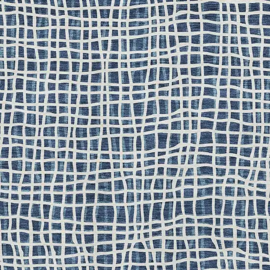 Navy Blue And Ivory Striped Washable Area Rug With UV Protection Photo 3