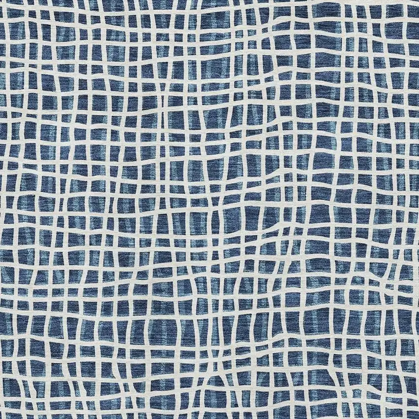 Navy Blue And Ivory Striped Washable Area Rug With UV Protection Photo 3