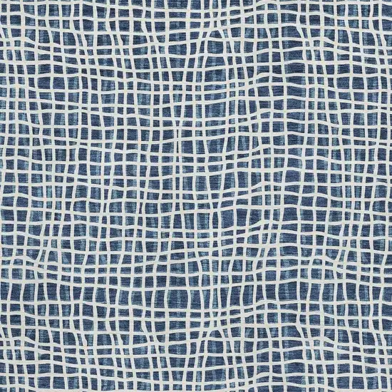 Navy Blue And Ivory Striped Washable Area Rug With UV Protection Photo 4