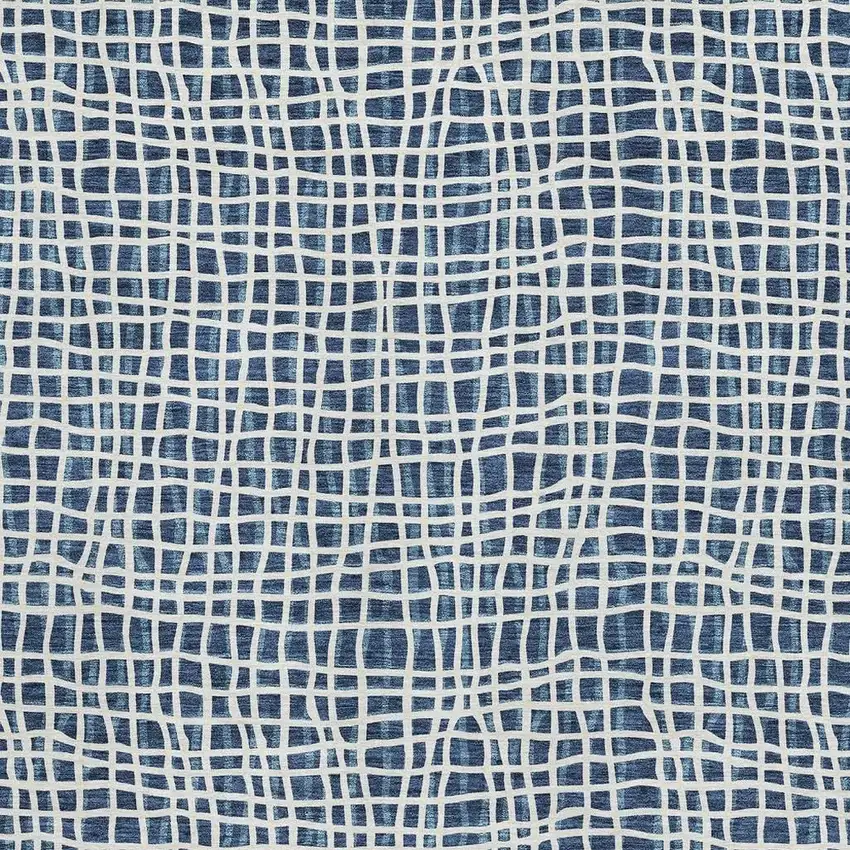 Navy Blue And Ivory Striped Washable Area Rug With UV Protection Photo 4