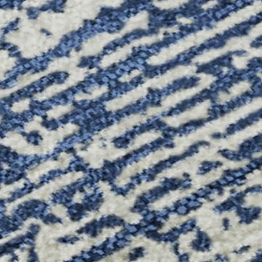 Navy Blue And Ivory Striped Washable Area Rug With UV Protection Photo 4