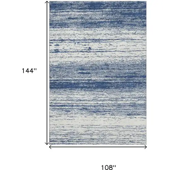 Navy Blue And Ivory Striped Washable Area Rug With UV Protection Photo 3