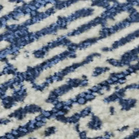 Navy Blue And Ivory Striped Washable Area Rug With UV Protection Photo 3