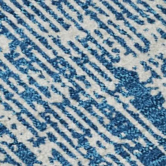 Navy Blue And Ivory Striped Washable Area Rug With UV Protection Photo 3