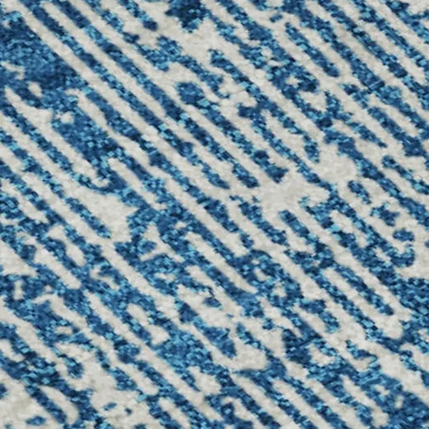 Navy Blue And Ivory Striped Washable Area Rug With UV Protection Photo 3