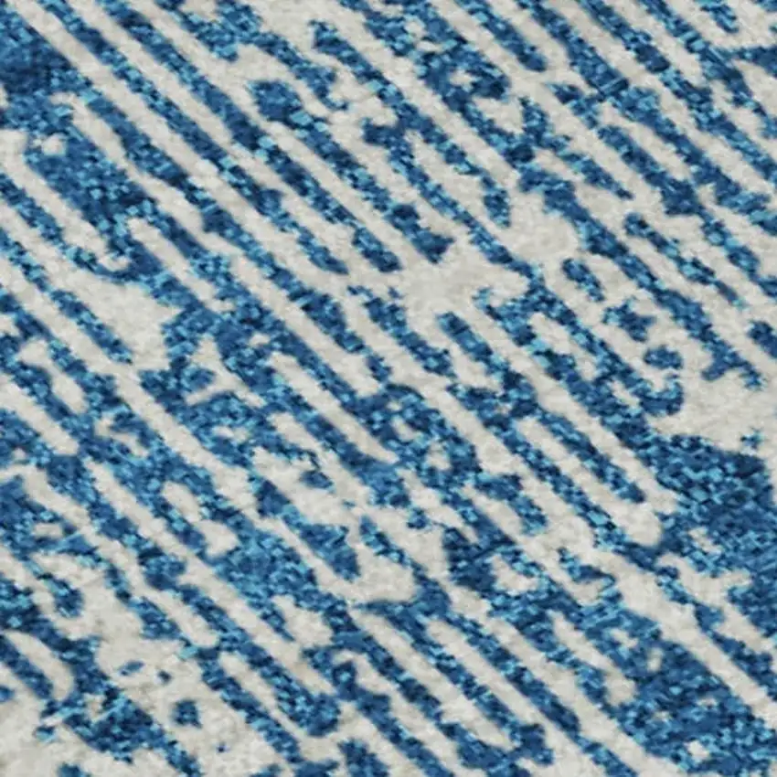 Navy Blue And Ivory Striped Washable Area Rug With UV Protection Photo 3