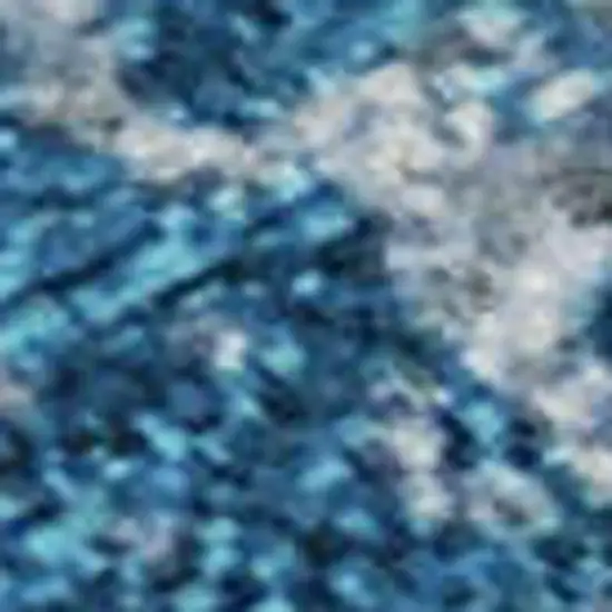 Navy Blue And Ivory Striped Washable Area Rug With UV Protection Photo 3