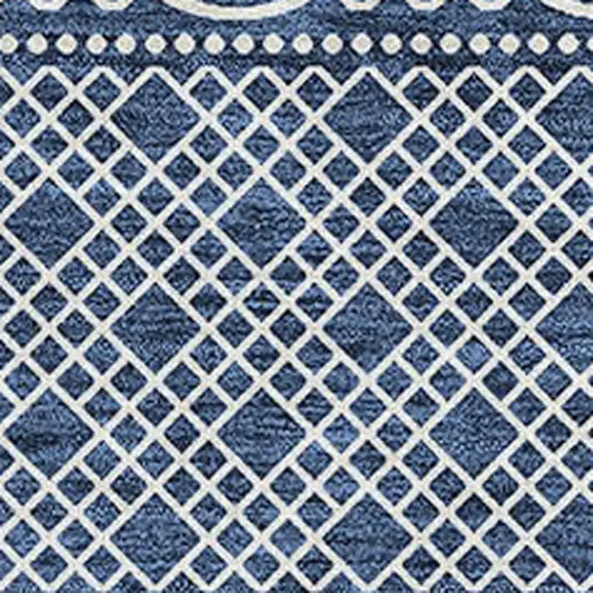 Navy Blue And Ivory Striped Washable Area Rug With UV Protection Photo 3