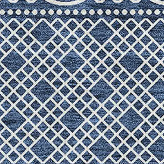 Navy Blue And Ivory Striped Washable Area Rug With UV Protection Photo 2