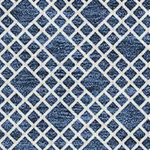 Photo of Navy Blue And Ivory Striped Washable Area Rug With UV Protection