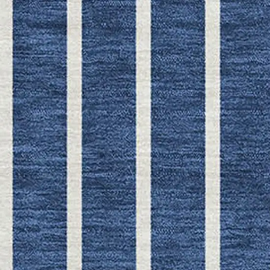 Navy Blue And Ivory Striped Washable Area Rug With UV Protection Photo 3