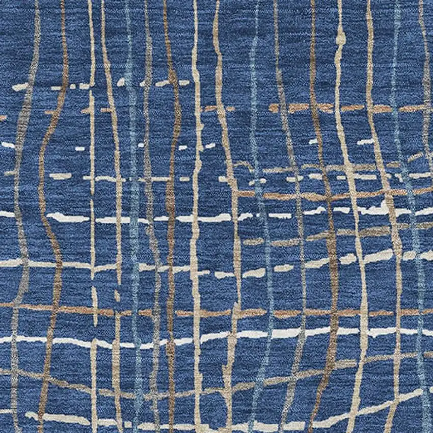 Navy Blue And Ivory Striped Washable Area Rug With UV Protection Photo 2