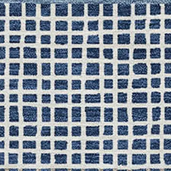 Navy Blue And Ivory Striped Washable Indoor Outdoor Area Rug Photo 3