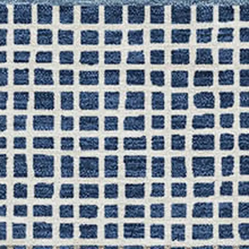Navy Blue And Ivory Striped Washable Indoor Outdoor Area Rug Photo 3