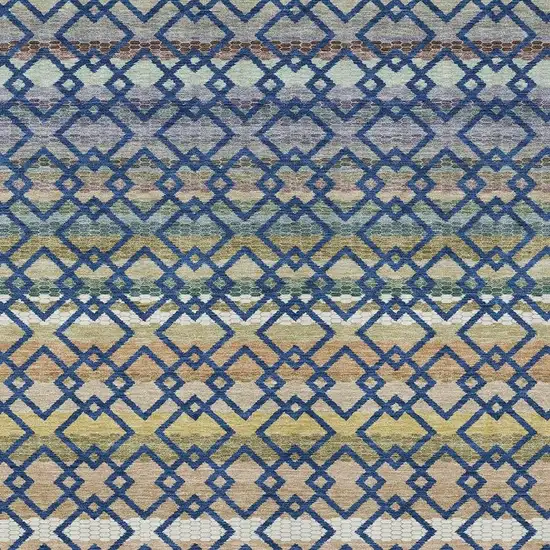 Navy Blue And Ivory Striped Washable Indoor Outdoor Area Rug Photo 3