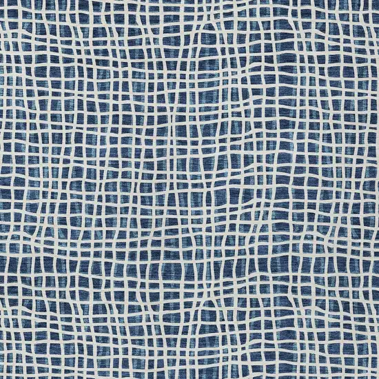 Navy Blue And Ivory Striped Washable Indoor Outdoor Area Rug Photo 7