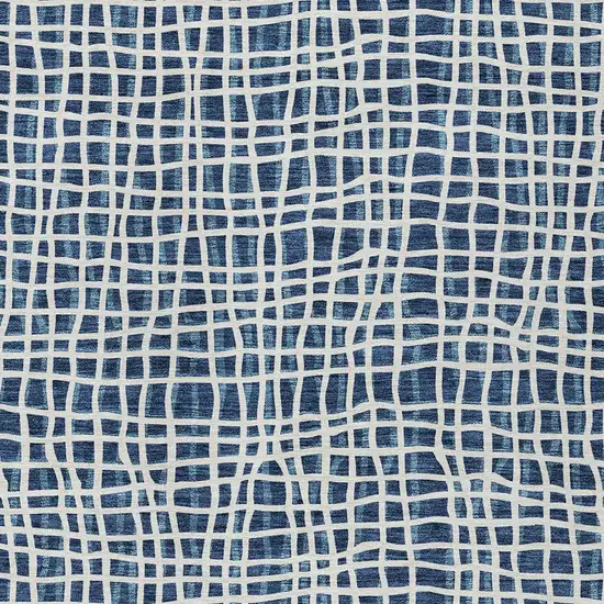 Navy Blue And Ivory Striped Washable Indoor Outdoor Area Rug Photo 6