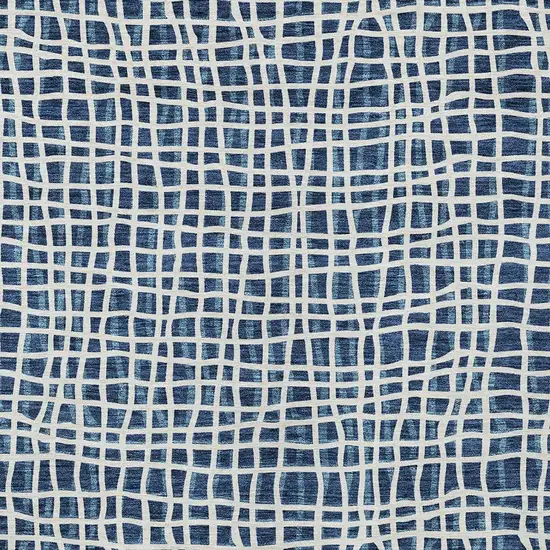 Navy Blue And Ivory Striped Washable Indoor Outdoor Area Rug Photo 6
