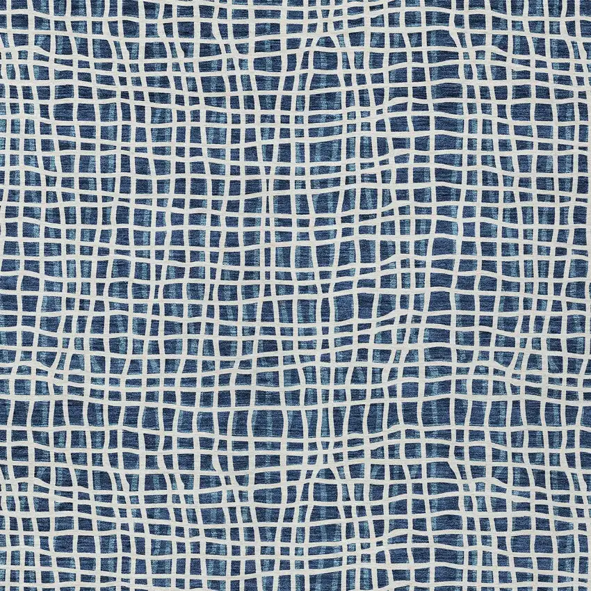 Navy Blue And Ivory Striped Washable Indoor Outdoor Area Rug Photo 7