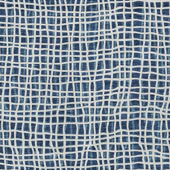 Navy Blue And Ivory Striped Washable Indoor Outdoor Area Rug Photo 5