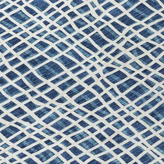 Navy Blue And Ivory Striped Washable Indoor Outdoor Area Rug Photo 4