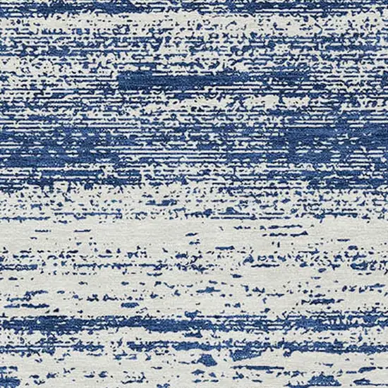 Navy Blue And Ivory Striped Washable Indoor Outdoor Area Rug Photo 3