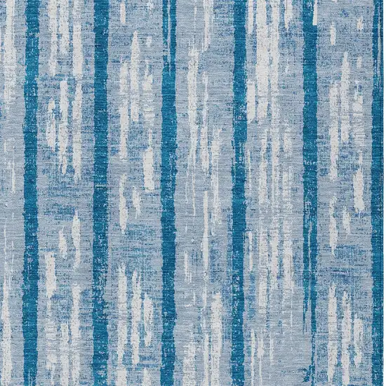 Navy Blue And Ivory Striped Washable Indoor Outdoor Area Rug Photo 6