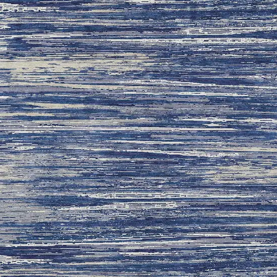 Navy Blue And Ivory Striped Washable Indoor Outdoor Area Rug Photo 6