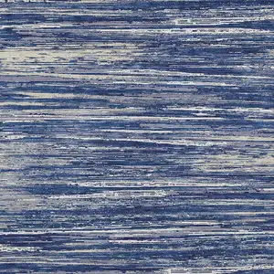 Photo of Navy Blue And Ivory Striped Washable Indoor Outdoor Area Rug