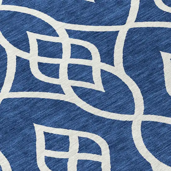 Navy Blue And Ivory Trellis Washable Indoor Outdoor Area Rug Photo 8