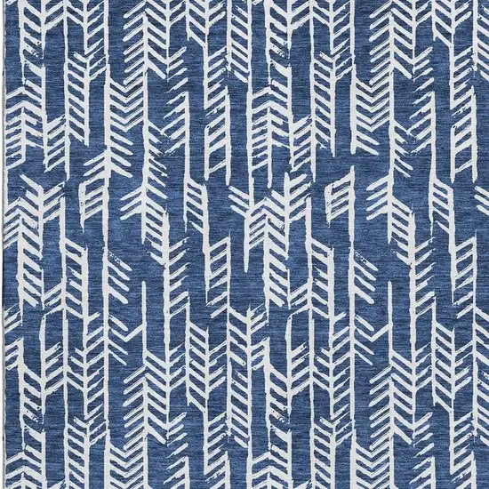 Navy Blue And Ivory Tribal Washable Area Rug With UV Protection Photo 4