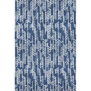 Photo of Navy Blue And Ivory Tribal Washable Area Rug With UV Protection