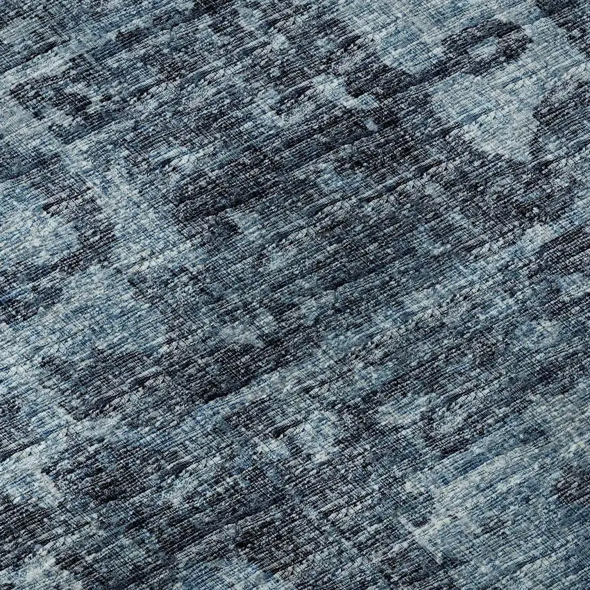 Navy Blue And Ivory Tribal Washable Indoor Outdoor Area Rug Photo 7