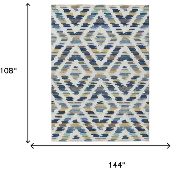 Navy Blue And Ivory Tribal Washable Indoor Outdoor Area Rug Photo 6