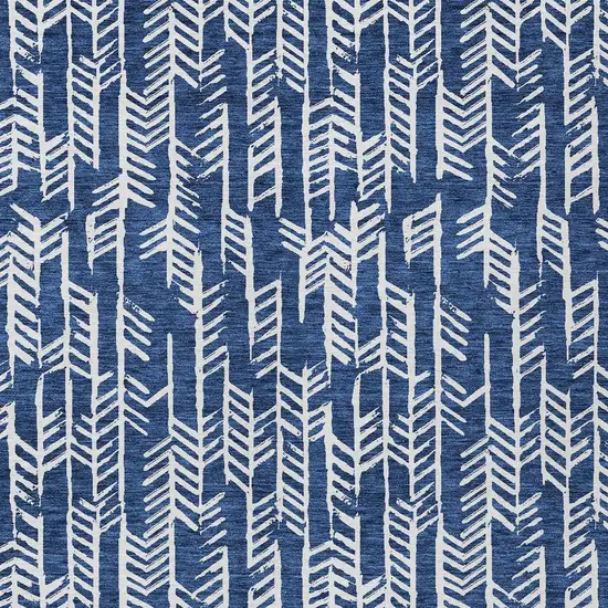 Navy Blue And Ivory Tribal Washable Indoor Outdoor Area Rug Photo 7