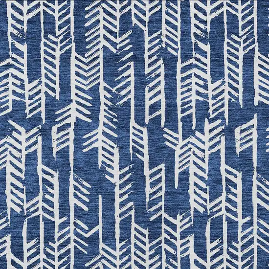 Navy Blue And Ivory Tribal Washable Indoor Outdoor Area Rug Photo 6