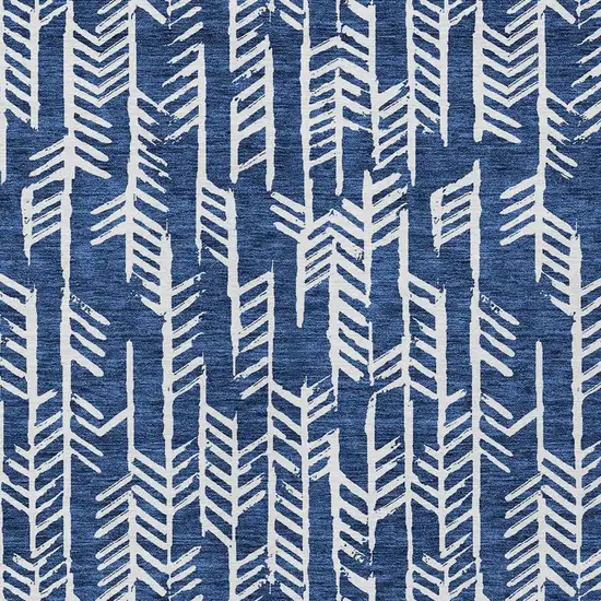Navy Blue And Ivory Tribal Washable Indoor Outdoor Area Rug Photo 6