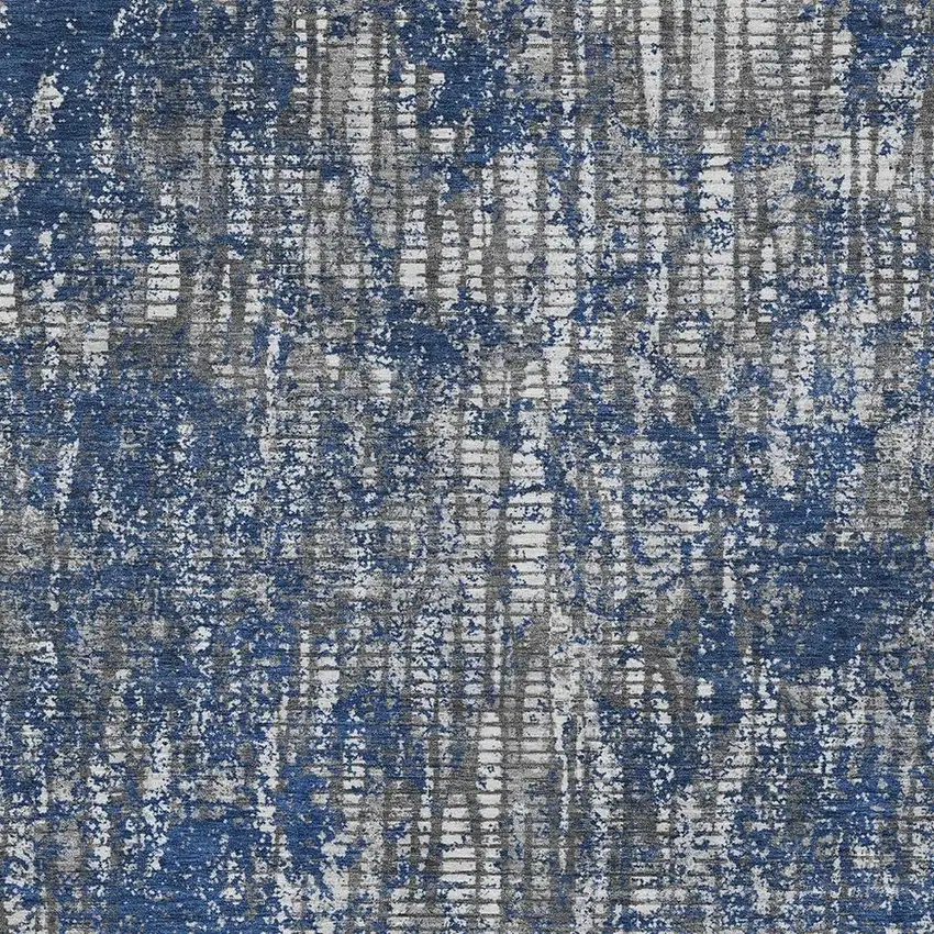 Navy Blue And Khaki Abstract Washable Indoor Outdoor Area Rug Photo 3