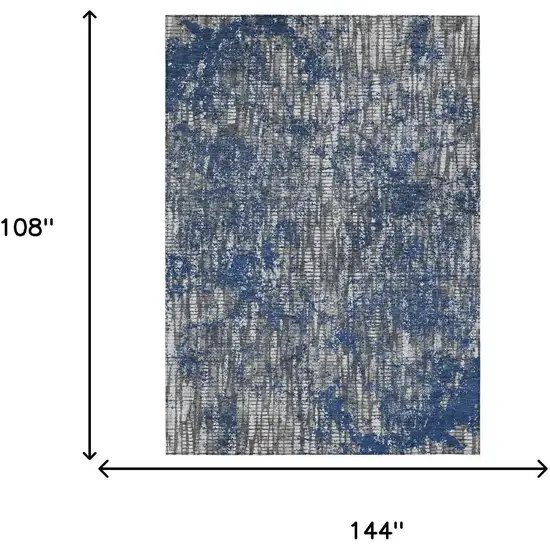 Navy Blue And Khaki Abstract Washable Indoor Outdoor Area Rug Photo 7
